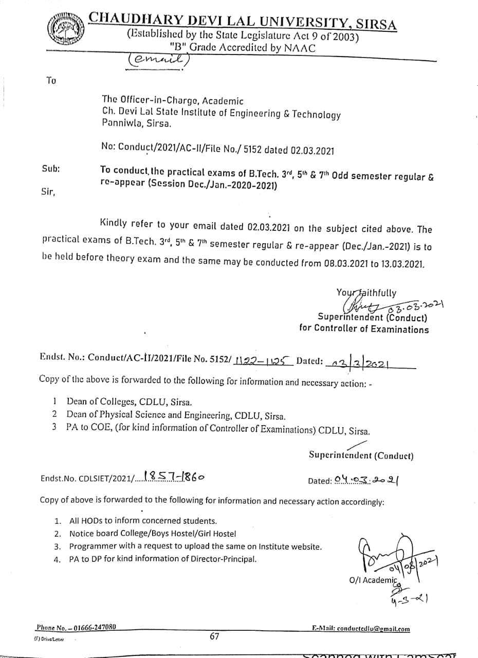 Notice Regarding Practical Examination Of B.Tech. 3rd, 5th & 7th ...